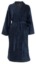 Bunty's Shawl Collar Velvet Bathrobe One Size Fits All Navy
