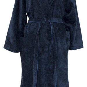 Bunty's Shawl Collar Velvet Bathrobe One Size Fits All Navy