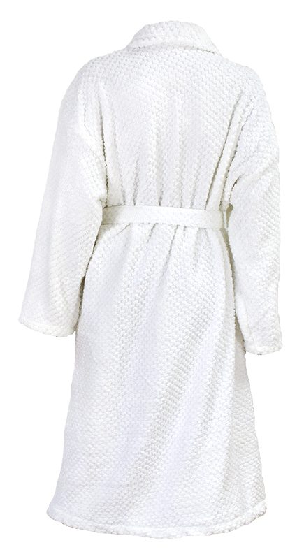Bunty's Shawl Collar Terry Popcorn Bathrobe One Size Fits All White