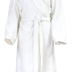 Bunty's Shawl Collar Terry Popcorn Bathrobe One Size Fits All White