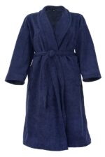 Bunty’s Shawl Collar Terry Bathrobe One Size Fits All Navy
