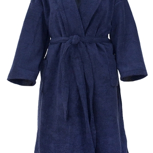 Bunty’s Shawl Collar Terry Bathrobe One Size Fits All Navy