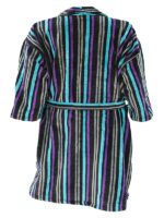 Bathrobe - Velour - Shawl Collar - Stripes Black MultiColor - Image 4