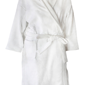 Bunty's Shawl Collar Velvet Bathrobe One Size Fits All White