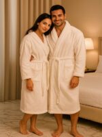 Bathrobe - Velour - Shawl Collar - Optical White