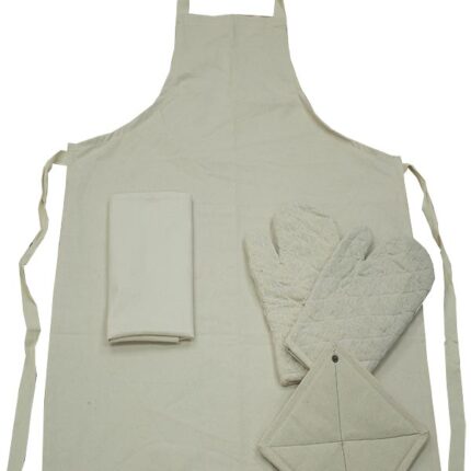 Bunty's Apron,Gloves and Mitt Set - Design 02 - White