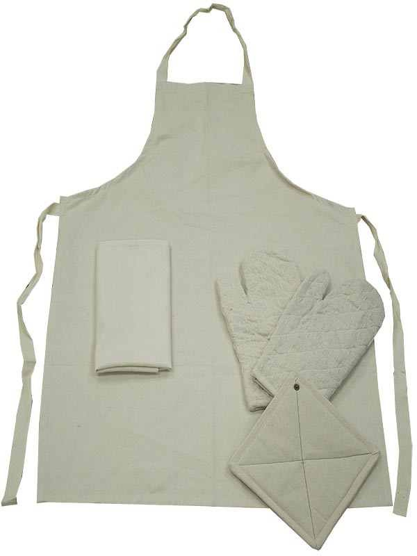 ApronGlovesMitt Set_Cream Bunty's Apron,Gloves and Mitt Set - Design 02 - White - Image 1