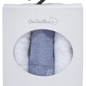 Bunty's Baby Face Cloth - Asset 04 - 030x030cms - 380GSM - 03 Pc Pack - Ocean Legend - White Blue White