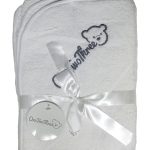 Bunty's Baby Hooded Towel - Design 006 - 090x090cms - 380GSM - 01 Pc Pack - 123 - White - Slightly Imperfect