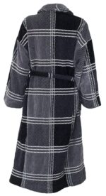 Bunty's Shawl Collar Terry Bathrobe One Size Fits All Checked Grey Black
