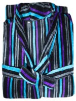 Bunty's Shawl Collar Velvet Bathrobe One Size Fits All Black Multicolour