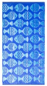 Bunty's Beach Towel 0800 Design 30 100x180cms 800GMS Jacquard Fish Blue