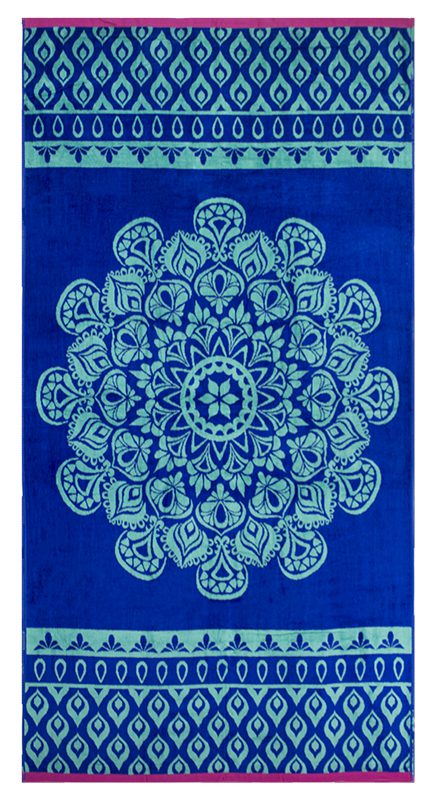 Bunty's Beach Towel 0800 Design 015 100x180cms 800GMS Jacquard Ethnic Blue Bunty's Beach Towel 0800 Design 015 100x180cms 800GMS Jacquard Ethnic Blue
