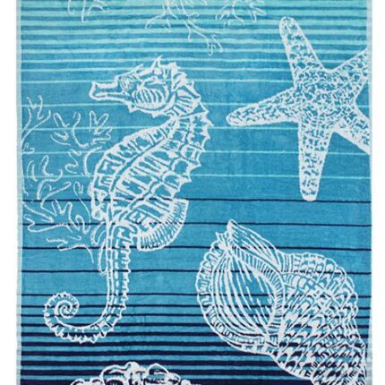 Beach Towel 0800 - Design 006 - 100x180cms - Sea Dragon & Star Fish - Blue Atoll