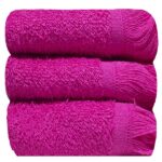 Bunty's Plush 380GSM 030x050cms Fringe Guest Towel 03 Piece Towel Set Fushcia Purple
