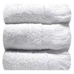 Bunty's Plush 380GSM 030x050cms Fringe Guest Towel 03 Piece Towel Set Optical White