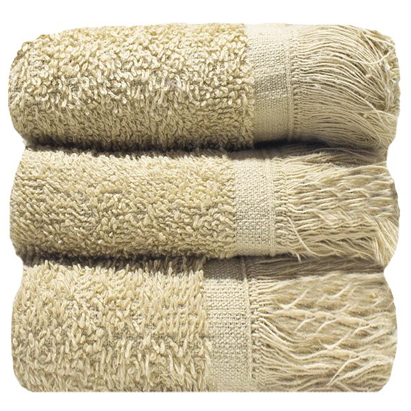 Bunty's Plush 450GSM 030x050cms Fringe Guest Towel Pebble 03 Piece Pack