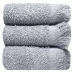 Bunty's Plush 380GSM 030x050cms Fringe Guest Towel 03 Piece Towel Set Steel Grey