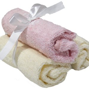 Bunty's Baby Face Cloth 030x030cms One Two Three Pink Cream 03 Piece Set