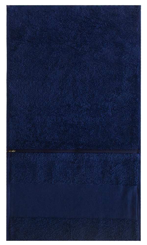 Bunty's Plush Gym Towel 450GSM 030x075cms Zip Pocket Estate Blue