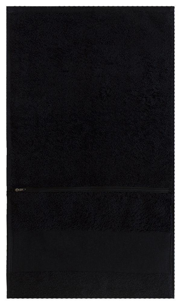 Bunty's Plush Gym Towel 450GSM 030x075cms Zip Pocket Jet Black
