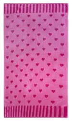 Bunty's Beach Towel Polka Hearts 090x180cms 700GMS Fushcia Pink