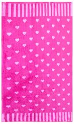 Bunty's Beach Towel Polka Hearts 090x180cms 700GMS Pink White