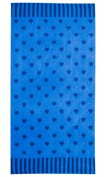 Bunty's Beach Towel 090x180cms 700GMS Polka Hearts Turquoise