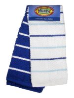Bunty's Dish Cloth 370GSM 045x060cms Design Terry Stripe 02 Piece Pack Blue