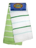Bunty's Dish Cloth 370GSM 045x060cms Design Terry Stripe 02 Piece Pack Green