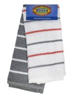Bunty's Dish Cloth 370GSM 045x060cms Design Terry Stripe 02 Piece Pack Grey
