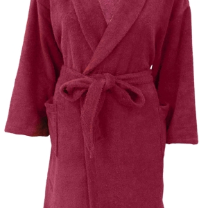 Bunty's Plush 450GSM Bathrobe One Size Fits All Red Pear