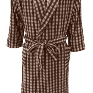 Bunty Terry Bathrobe Checked Brown