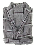 Bunty's Velvet Bathrobe Folded One Size Fits All Checked Grey