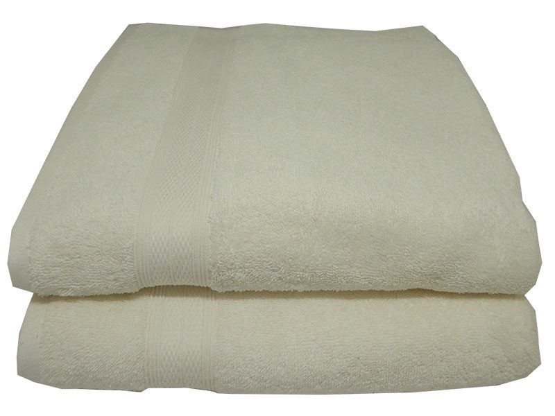 Bunty's Plush 450GSM 090x150cms Bath Sheet Cream White 02 Piece Pack