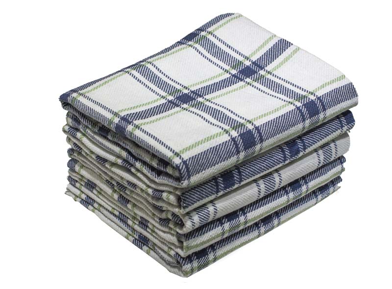 Checks blue-white kitchen towel