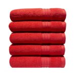Bunty's Luxurious 570GSM 050x090cms Hand Towel High Risk Red 05 Piece Set