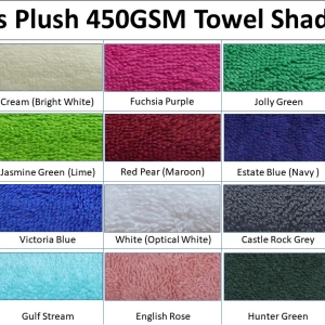 Bunty's Plush 450GSM Towel Shade Card