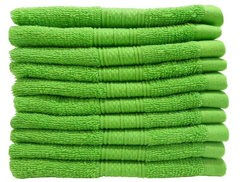 Bunty's Plush 450GSM 030x030cms Face Cloth Jasmine Green 10 Piece Pack