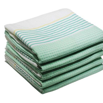 Bunty's Kitchen Towel Design 2022 052x070cms 0.390GMS Stripes White Green