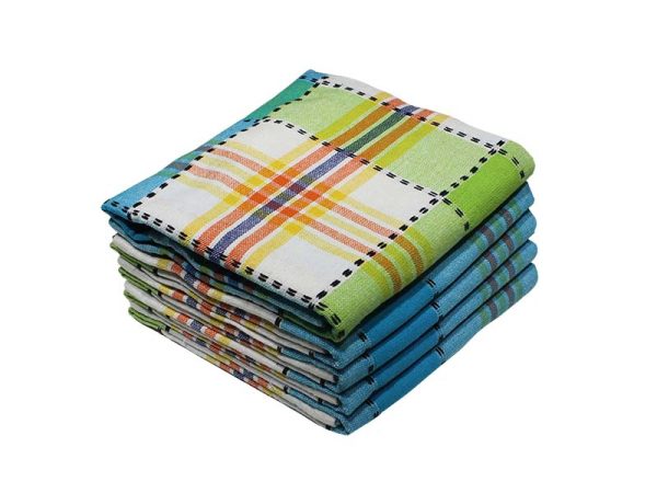 Bunty's Kitchen Towel Design 2051 048x069cms 0.350GMS Checks Multicolour Orange White