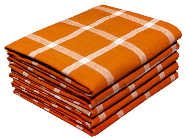Orange & white check kitchen towel