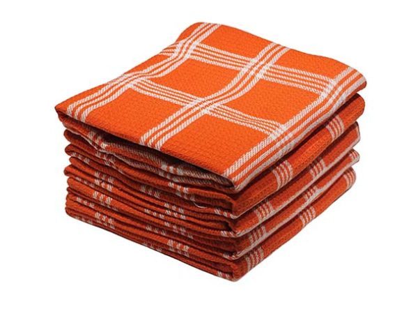 Orange & white check kitchen towel