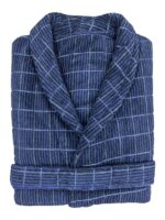 Bathrobe - Terry - Shawl Collar - Checkered Blue - Image 2