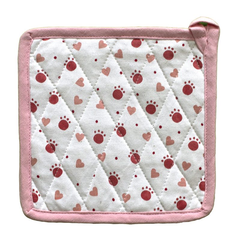 Pot Holder D0012-Pink White -Hearts-23x20cms-0.056grams Pot Holder - Design 009 - Image 1