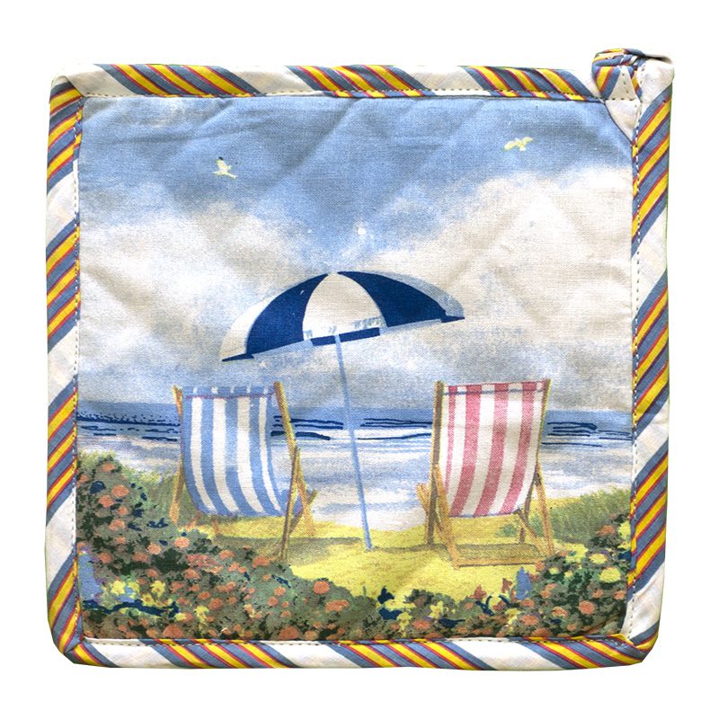 Pot Holder D039-Blue -Beach Chairs 19x19cms-0.030grams Pot Holder D039-Blue -Beach Chairs 19x19cms-0.030grams