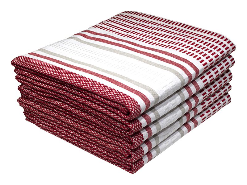 KT-Design 2442(A)_60x90cms_0.gms_0.gms_High_Risk_Red Bunty's Kitchen Towel - Design 2442 - 060x090cms - (05 Pc Pack) - Stripes - Image 1