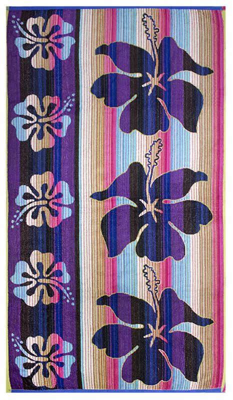 0700D068_Beach Towel_Flowers_lilac_100x180_700g Beach Towel 0700 - Design 068 - 100X180cms - 620GMS - Image 1