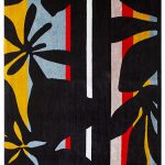 Black Flowers Multicolor Beach Towel