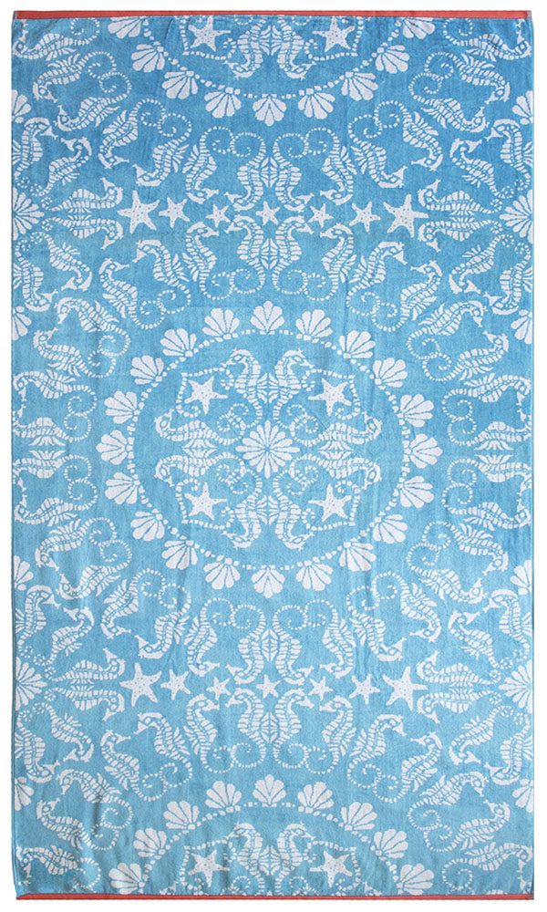 0700D231_Beach_Towel_Sea_Horese_Turquoise_94x182cms_0.707gms Beach Towel 0700 - Design 231 - 094x182cms - 707GMS - Image 1